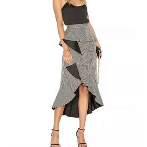 NWOT Alice + Olivia Alessandra Peplum Ruffle Skirt in Natural & Black